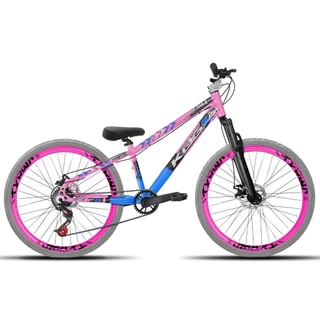 Bicicleta aro 26 KOG Freeride Vmaxx Paredão Freio a Disco - Bike do Grau Aro 26 - Rosa e Azul 6 em Oferta na Shopee