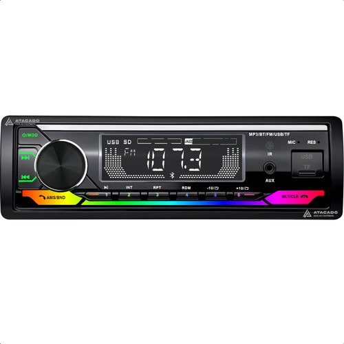 Radio Automotivo Mp3 Forte Bluetooth 2 Usb RGB 4x60w