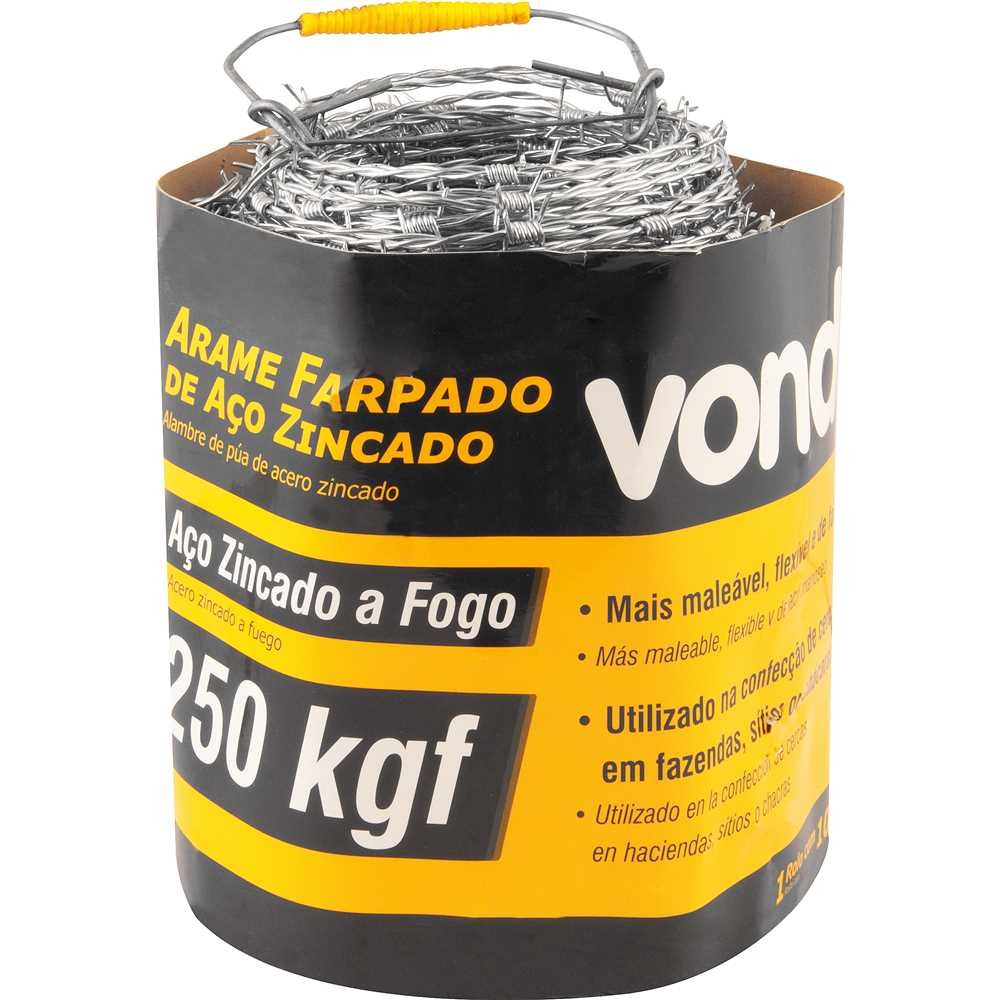 Arame Farpado 250 kgf 100 m Aço Zincado Para Cercas Vonder