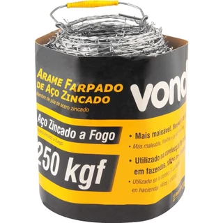 Arame Farpado 250 kgf 100 m Aço Zincado Para Cercas Vonder