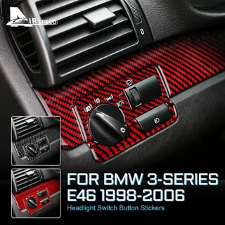 AIRSPEED Para BMW E46 Botão Interruptor Do Farol 1998-2006 Série 3 Fibra De Carbono Decorativo Adesivos De Carro Acessór