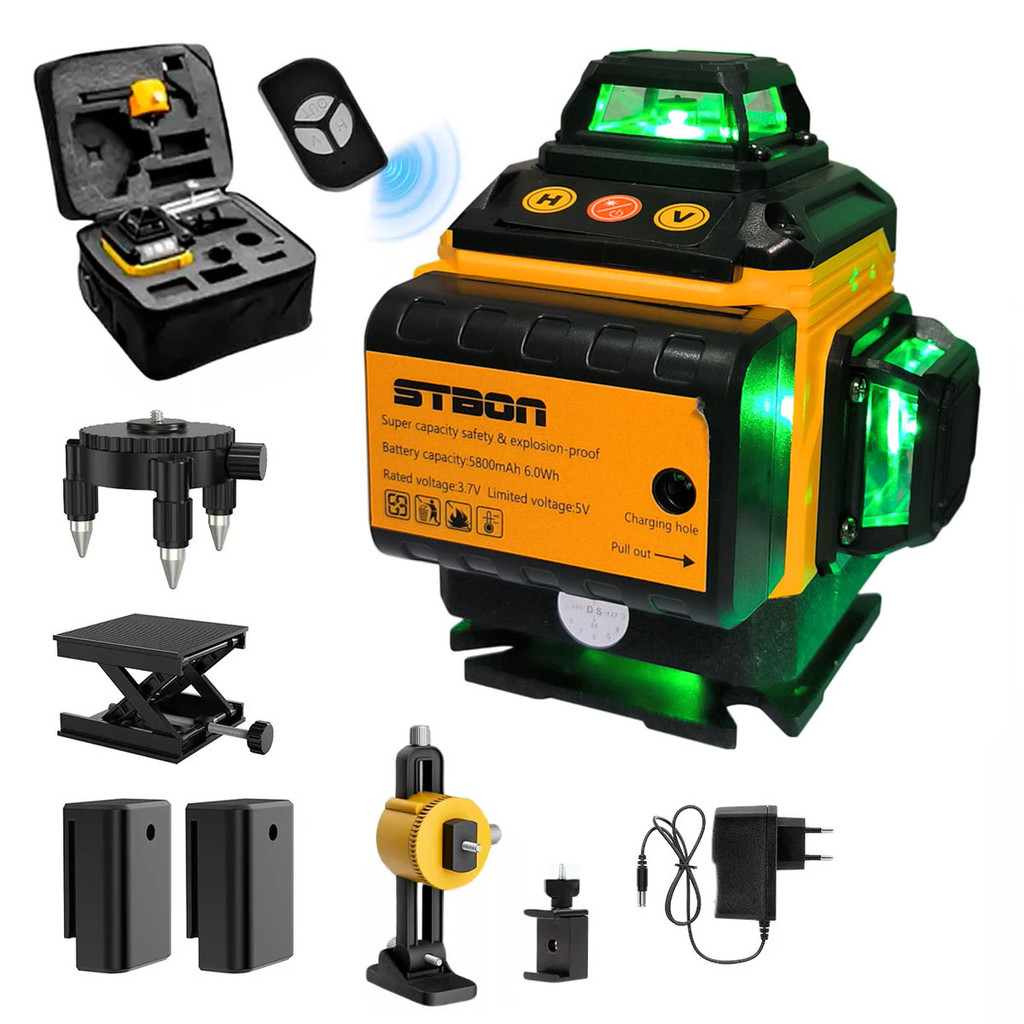 Nível A Laser 4D 16 Linhas Verdes 360° Graus Auto Nivelamento ...
