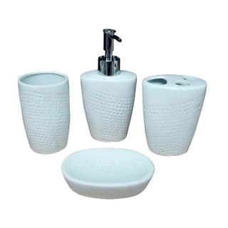 Kit Banheiro Lavabo Porta Sabonete Líquido Porcelana Perolad