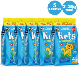 Kit 5 Areia Kets Para Gato Higiênica Sanitária Elimina Odores 4,25kg