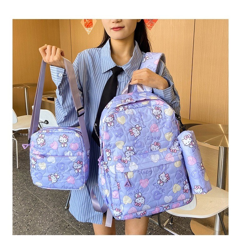 Kit 3 Escolar Mochila Infantil menina Feminina Lancheira térmica e Estojo