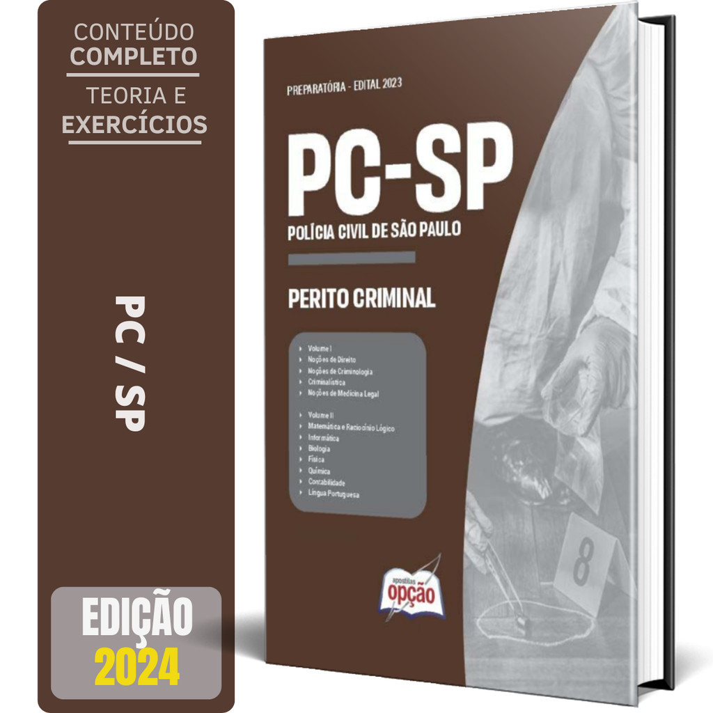 Apostila PC SP 2024 Perito Criminal de São Paulo Polícia Civil SP Shopee Brasil