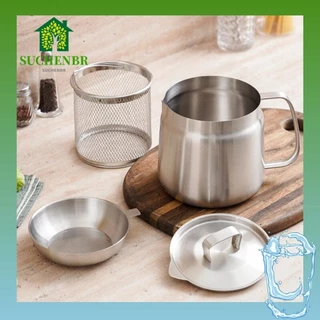 SUCHENBR Malha Filtrante De Óleo , Recipiente De Armazenamento 1,5/2L Pote Para Fritadeira , Cesta Multifuncional De Aço Inoxidável Fritar De Azeite Cozinha