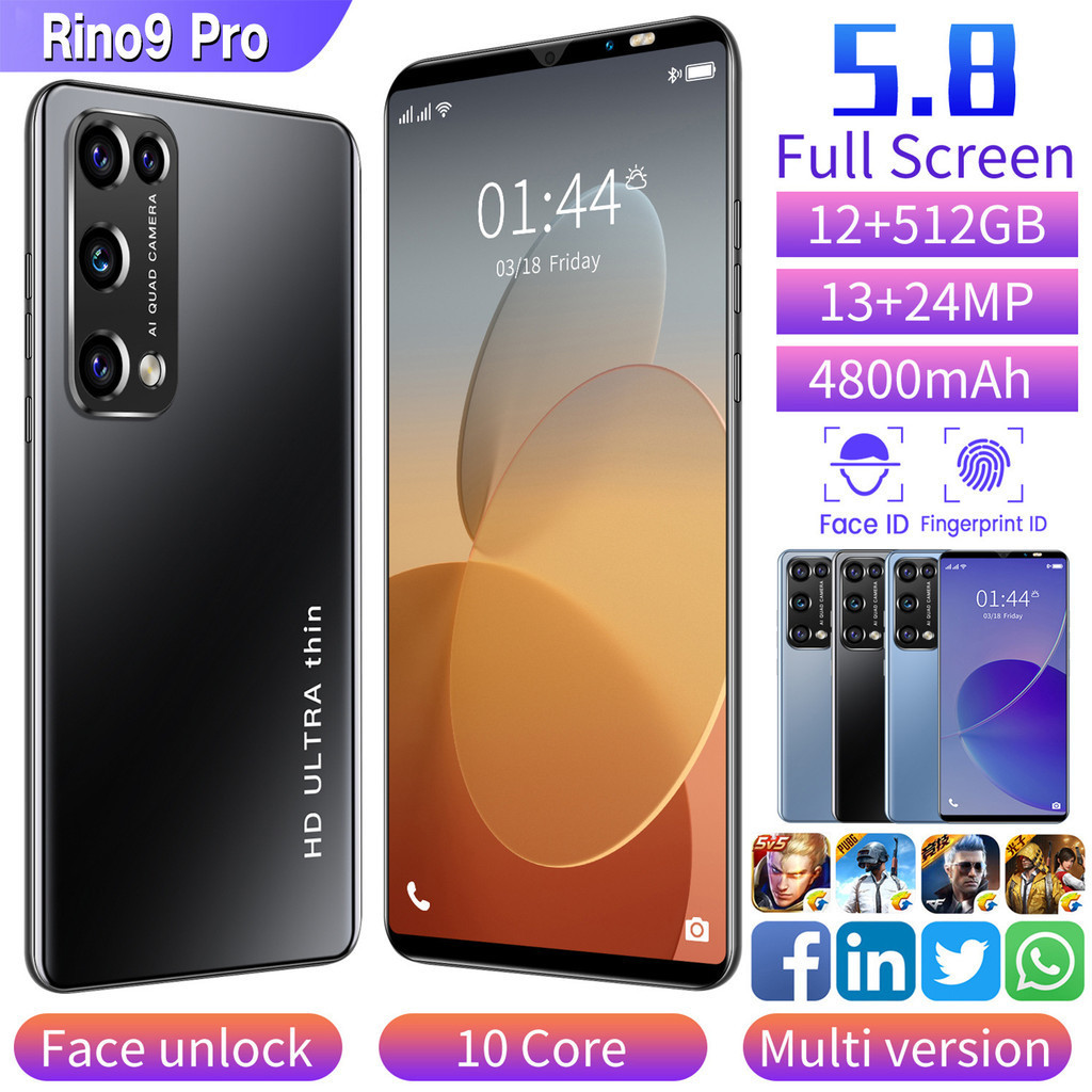 Smartphone Rino9pro Telefone Celular De Tela Grande 512GB De Memória ...