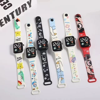 Novo Botão De Impressão De Desenhos Animados Relógio Eletrônico Quadrado De Personalidade De Moda LED Para Estudantes Do Ensino Fundamental