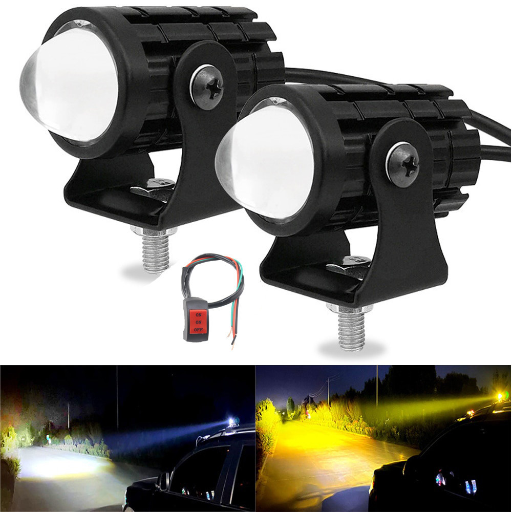 2pcs Motocicleta Farol LED Com Interruptorlâmpadas Auxiliares DRL Fog light 12V Para Moto Bicicletas Carros Acessórios