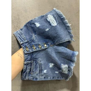 Short Saia Jeans Rebeca Com Detalhes Rasgadinhos