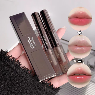 Gege Bear Double Headed Lip Glaze Mirror Transparente Para Os Lábios Feminino Matte Batom De Lama Longa Duração Copo Antiaderente Não Desbotante Brilho Labial À Prova D