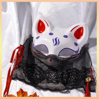 Máscara De Renda Preta Cobre Raposa Em PVC Matte Meia Cara Sexy Festa De Halloween Cosplay Vestir Adereços