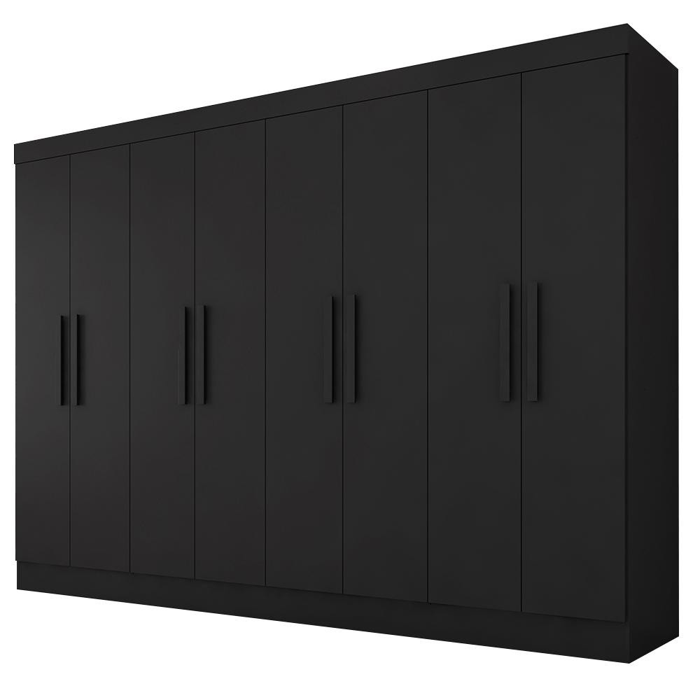 Guarda Roupa Casal Mariah 8 Portas Preto Fosco - Moveis Arapongas