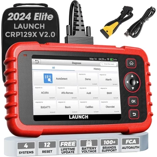 LAUNCH CRP129X Elite OBD2 Scanner, ferramenta de digitalização on-line gratuita vitalícia 2024, 8 redefinir EPB/SAS/TPMS/BMS/acelerador/redefinição de óleo, codificação por injetor, ABS/SRS/TCM/motor,