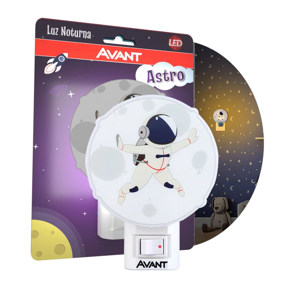 Abajur Infantil Astronauta 1W 3000K Bivolt Luz Noturna Branco Quente Avant