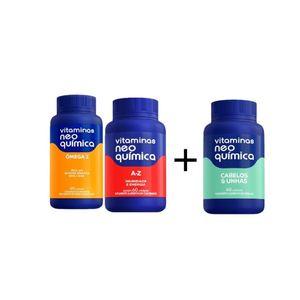 Kit Ômega C/60 + A-z C/60 + Cabelo E Unha C/60 - Neo Quimica