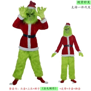 Natal spot de roupas de cosplay Papai Noel geek Green Hair Grinch Party Universe de performance europeia e americana