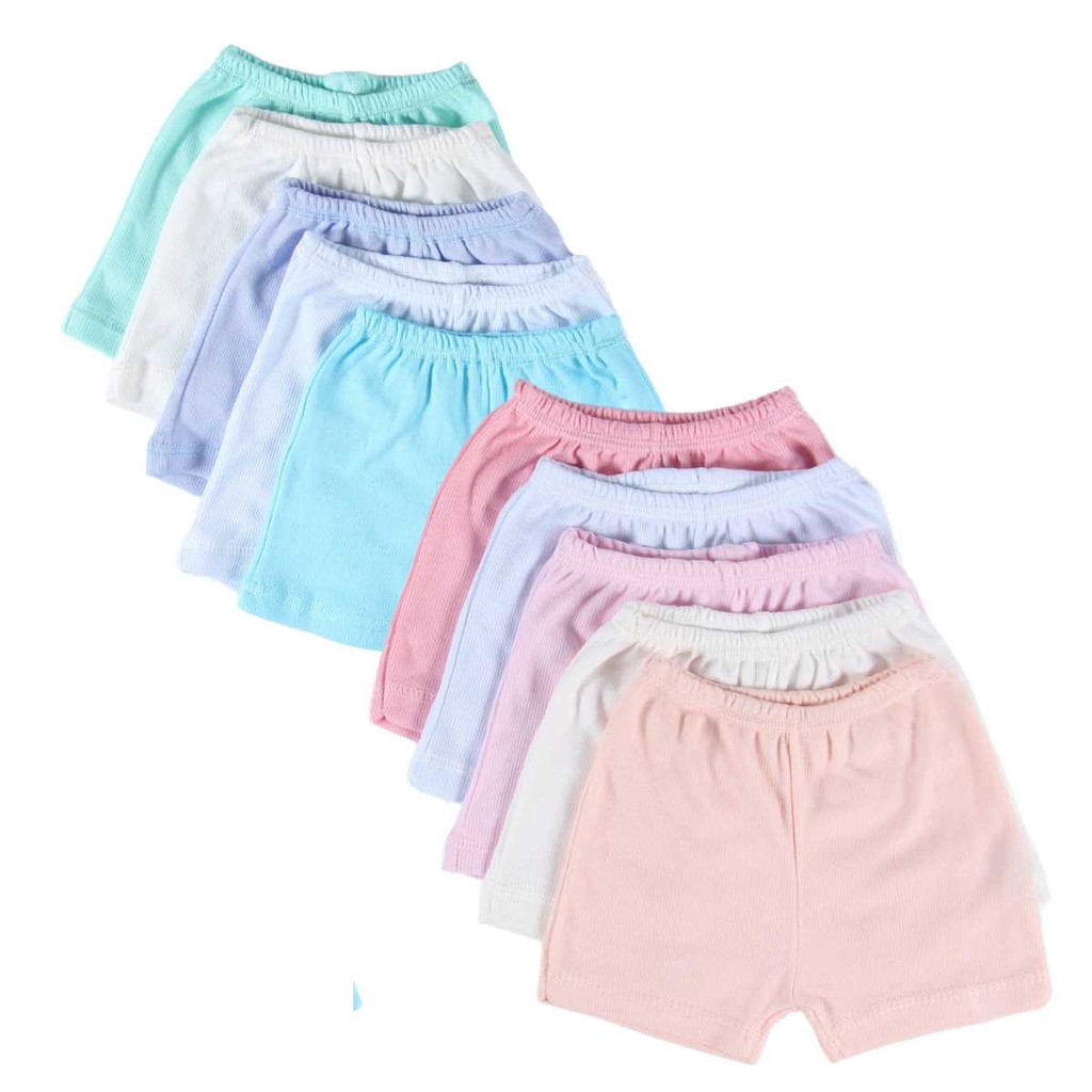 Kit 10 Shorts canelado Fresquinho Algodão menino e menina Bebê liso PMG verão