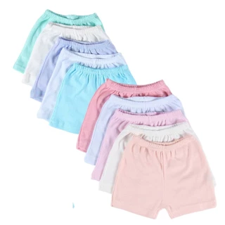 Kit 10 Shorts canelado Fresquinho Algodão menino e menina Bebê liso PMG verão