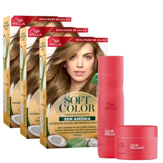 KIT TRIO Soft Color Coloração Louro Acizentado 71 + Tratamento