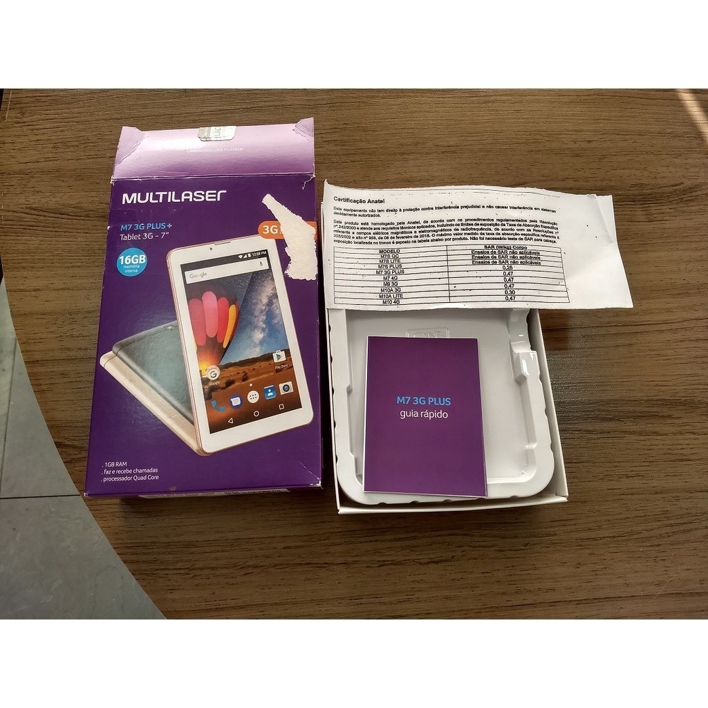 CAIXA + MANUAL ORIGINAIS TABLET M7 PLUS MULTILASER EM BOM ESTADO ...