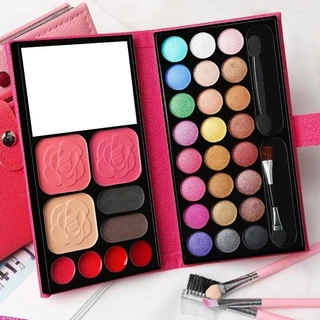 33 Cores Sombra De Olho Em Pó Blush Batom Duradouro Cosméticos Conjunto De Maquiagem Com Espelho Para Iniciantes Crianças Viagem Paleta Portátil
