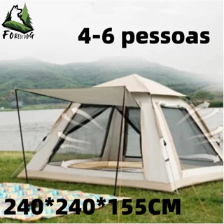 Barraca de Camping Familiar – Grande Varanda (4-6 Pessoas) Espaço amplo (240x240x155cm) • Varanda integrada Montagem em Oferta na Shopee