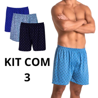Kit 3 Cueca Samba Canção Short Malha Fria Pijama Dormir em Oferta na Shopee