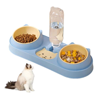 Comedouro Bebedouro Automático Triplo para Cães e Gatos Tigela 3 em 1 Antiderrapante Fácil de Limpar