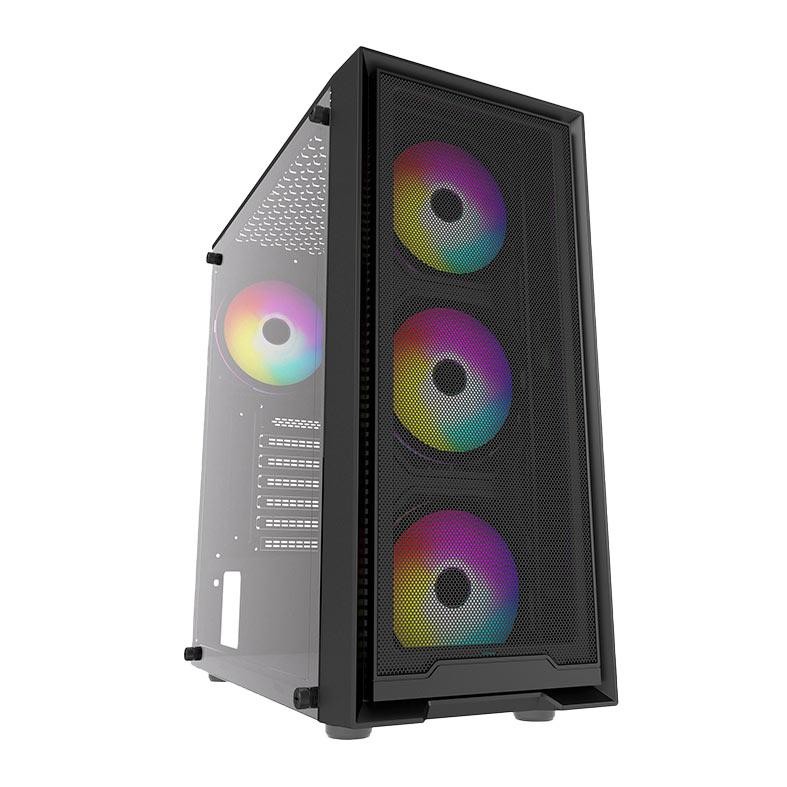 Gabinete Gamer Mancer Relic, Mid-Tower, Lateral de Vidro, Com 3 Fans, Preto, MCR-RLC-BK3F