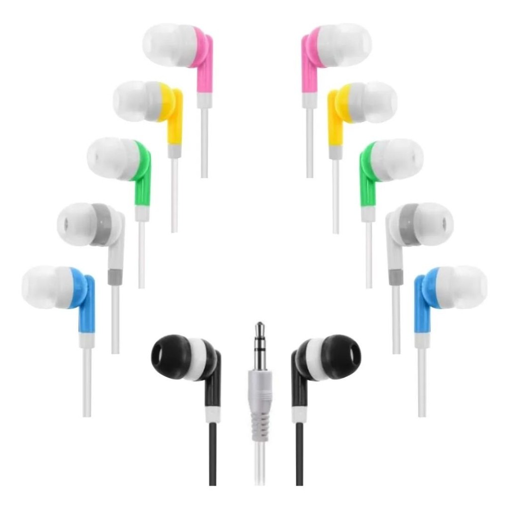 Fone de Ouvido Simples com Fio sem Microfone Branco com Verde | Shopee ...