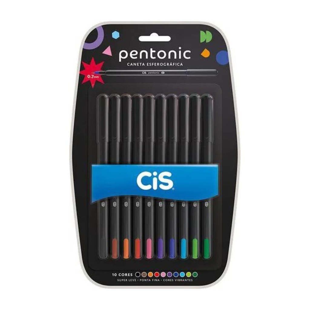 Caneta Pentonic Esferográfica 07mm 10 Cores | Cis | Shopee Brasil