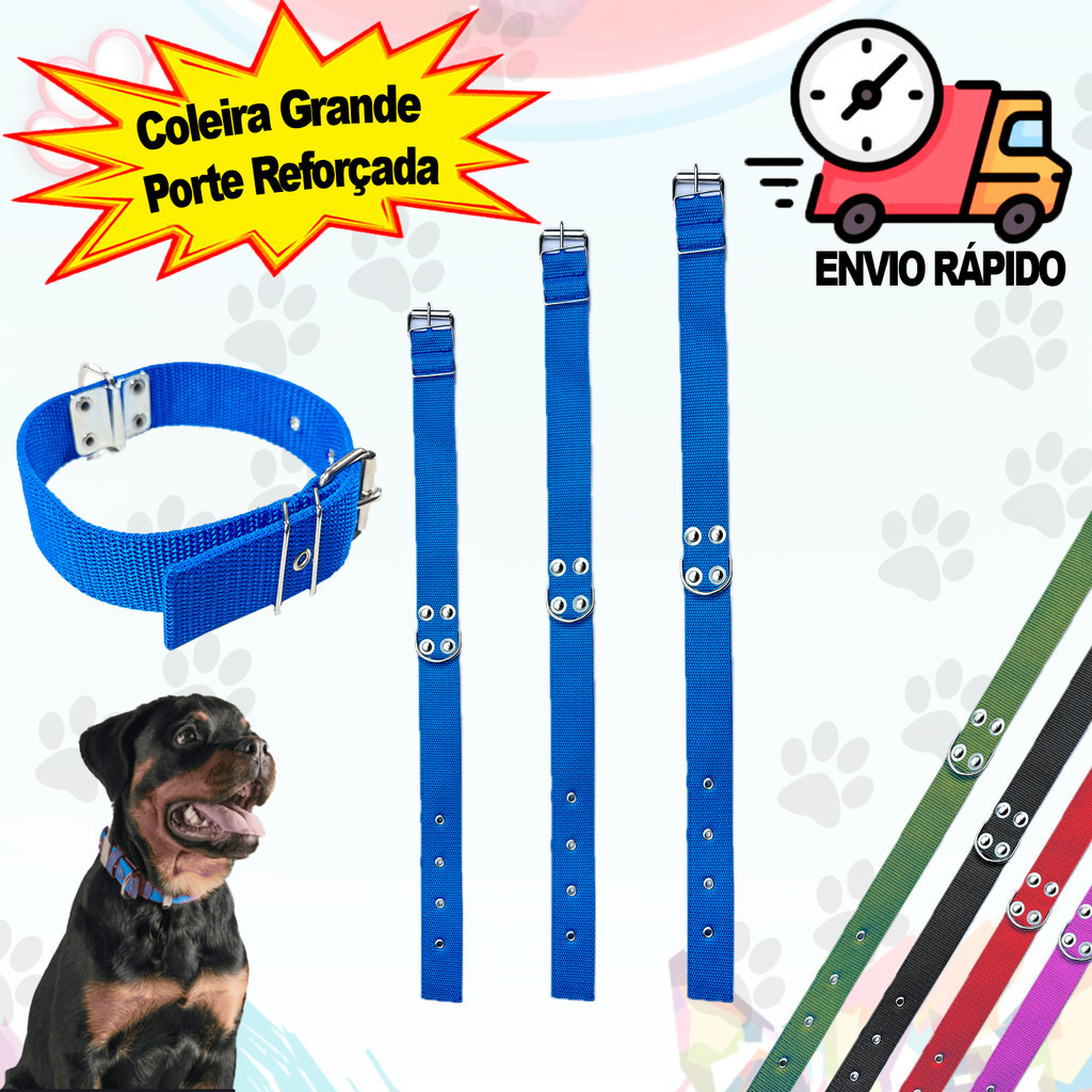 Coleira Para Cachorro Médio Grande Porte Reforçada Super Segura