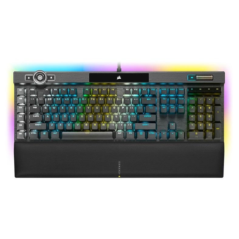 Teclado Optico-Mecanico Gamer Corsair K100 RGB, US, Switch OPX, Preto, CH-912A01A-NA