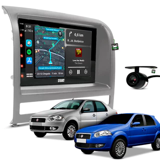 Kit Multimidia Android 13 7 Pol Palio 2008 2009 10 2011 2012 Moldura Cor Prata