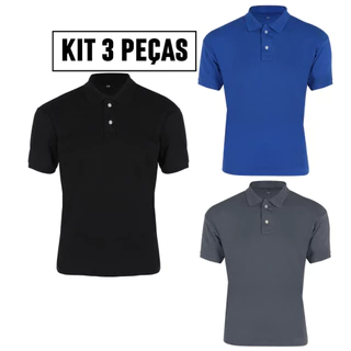 Kit 3 camisa polo premium piquet various cores