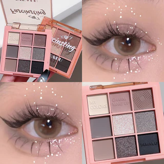9 Paleta de Sombra Colorida Sombra Perolada Terra Mate Perolada Cor Pó Cinza Fumaça Maquiagem de Olhos Longa Duração
