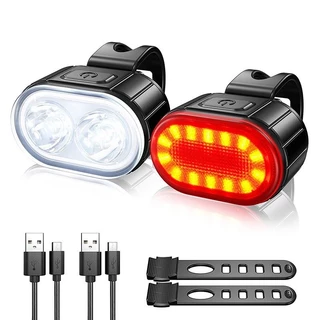 Bicicleta De Ciclismo Conjunto De Luzes Dianteiras E Traseiras Carga USB Farol MTB Lanterna LED À Prova D'água Acessórios