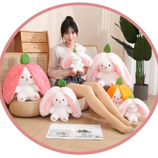TXG Novo E Criativo Strawberry Transforma-Se Em Um Coelhinho De Pelúcia Cenoura De Brinquedo Bunny Doll Kids Gift