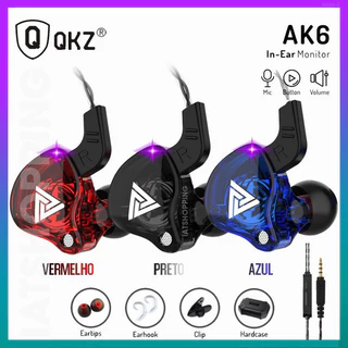 Fones De Ouvido Originais QKZ AK6 HiFi Sports KZ Musicais Com Microfone
