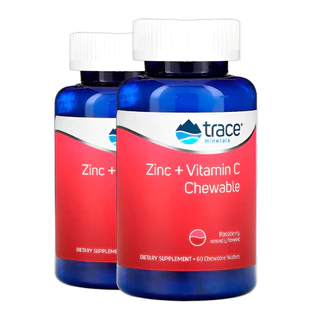 Kit 2x Trace Minerals Zinco + Vitamina C 60 Chewable Importado/Made in Usa