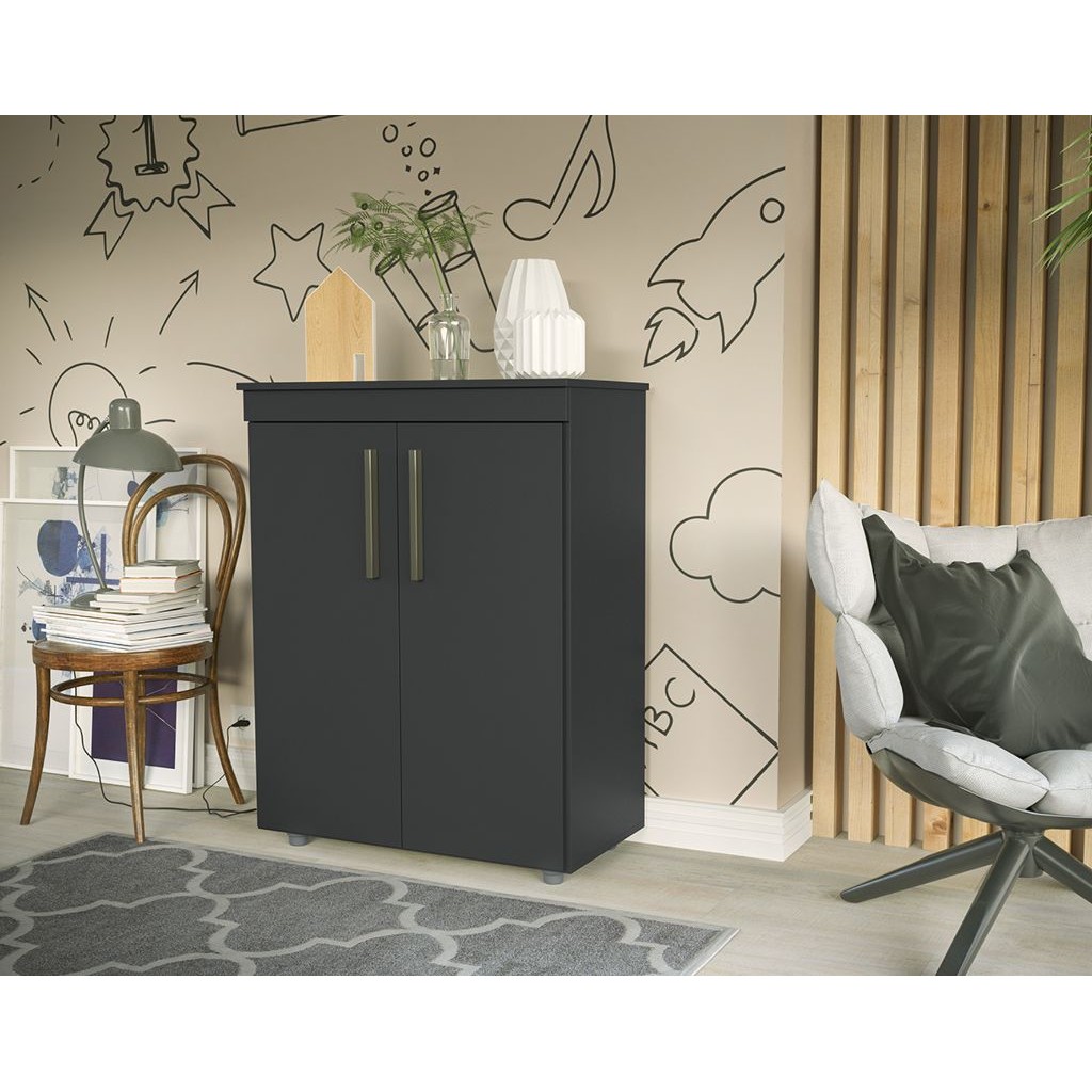 Neloja Cômoda Multiuso 2 Portas Advantage Para Quarto E Escritório Moderno Alta Funcional Organizadora