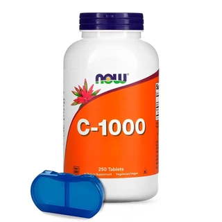 Vitamina C + Rosa Mosqueta Now Foods 250tab + Porta Cápsulas