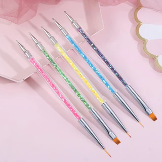 Kit 5 Peças Pincéis e Boleadores 2 em 1 Ponta Dupla para Decoração de Unhas Nail Art Pontilhismo Manicure Pedicure -WL em Oferta na Shopee