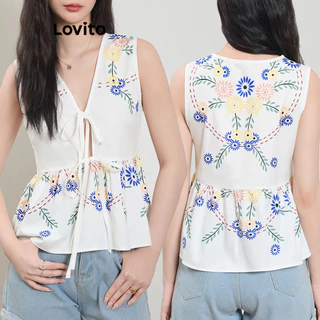 Lovito Regata feminina com estampa floral Boho Ditsy L100MD369