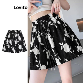 Lovito Boho Ditsy Floral Cordão Short para Mulheres L100MD373