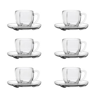 Xícaras De Vidro Com Pires P/ Café Chá 110ml Jogo C/6 Peças