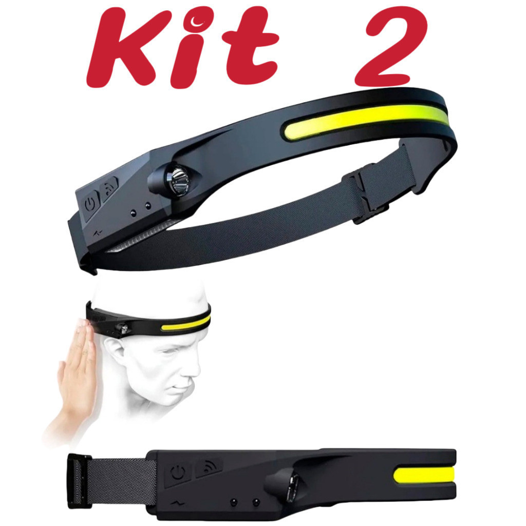 Kit 2 Lanterna de cabeça com SUPER LED Recarregável USB Type C alex