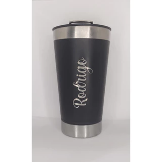 Copo Térmico personalizado com seu NOME, LOGO, DESENHO, TIME com tampa e abridor 473ml, Copo